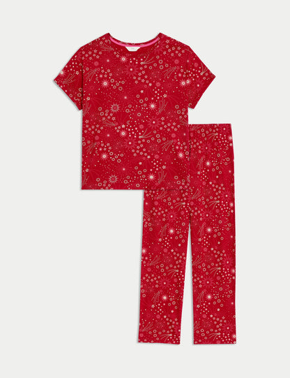 Saf Pamuklu Kısa Kollu Pijama Takımı