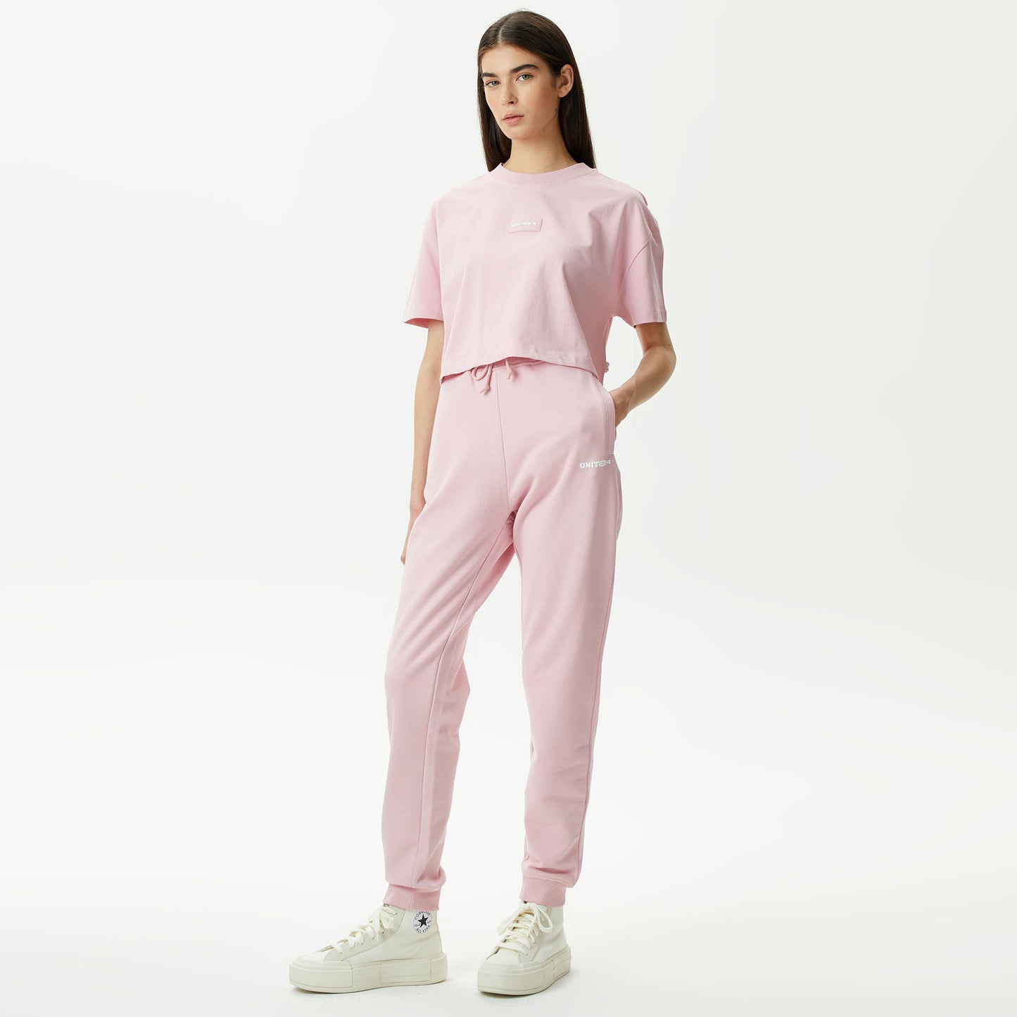 United4 Classic Kadın Pembe Crop T-shirt