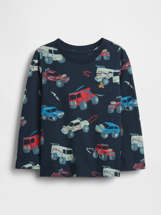 Lacivert Mix & Match Baskı Detaylı T-shirt
