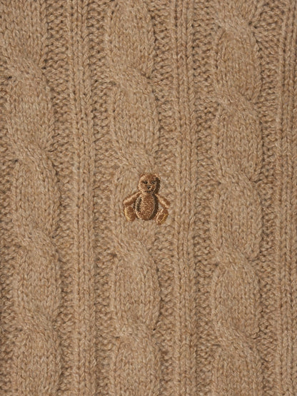 Bej Cashsoft Cable-knit Kazak