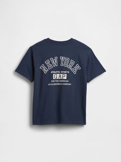 Lacivert Relaxed Grafik Logo T-shirt