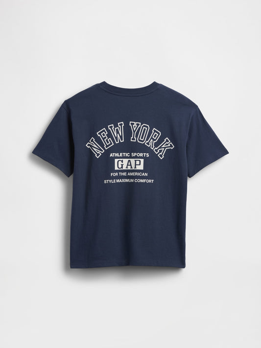 Lacivert Relaxed Grafik Logo T-shirt
