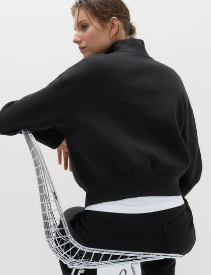Pamuklu Dik Yaka Fermuarlı Sweatshirt