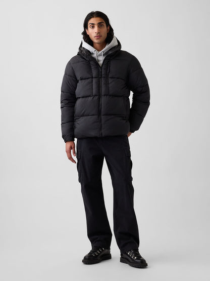 Siyah Recycled Heavyweight Puffer Şişme Mont