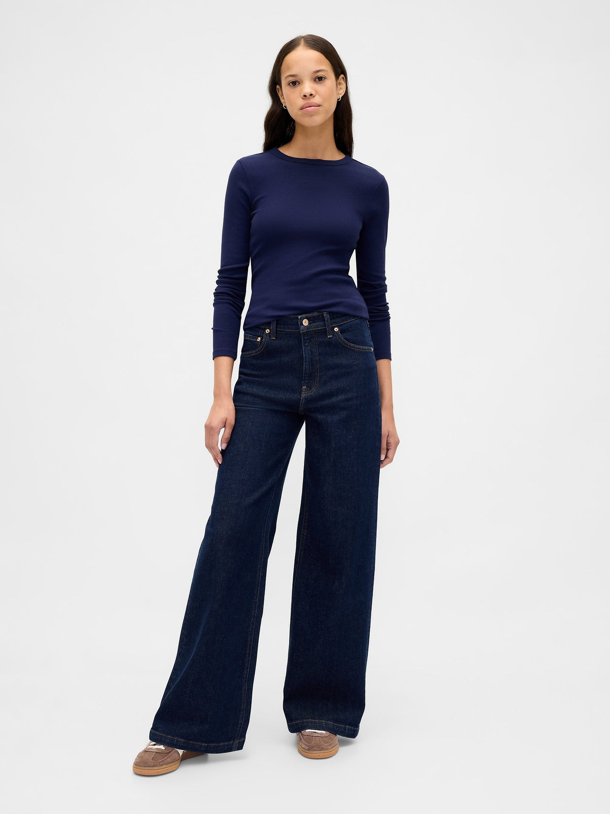 Lacivert Modern Shrunken T-shirt
