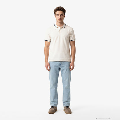 Tommy Hilfiger Country Club Erkek Krem Rengi Polo Yaka T-shirt