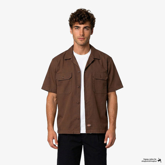Dickies 246 Garment Dyed Erkek Kahverengi Gömlek
