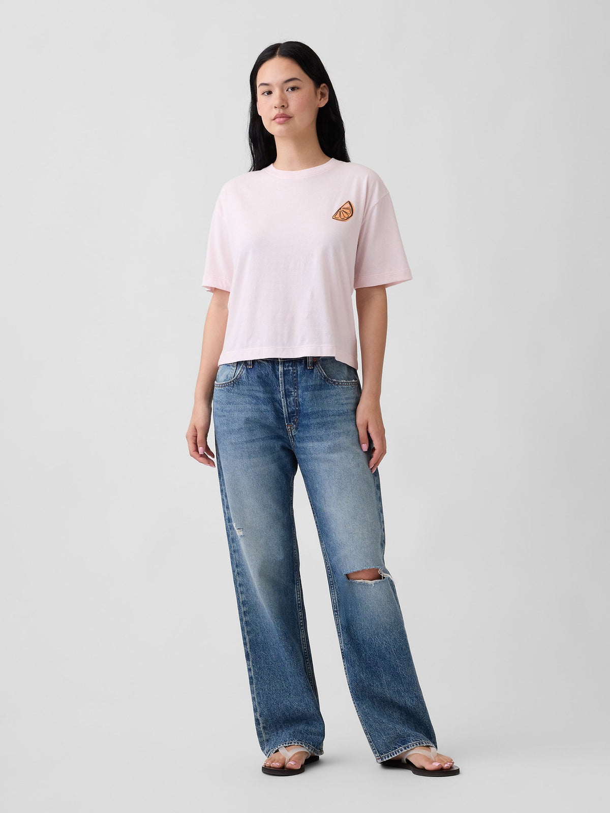 Açık Pembe Boxy Grafik Baskılı T-shirt