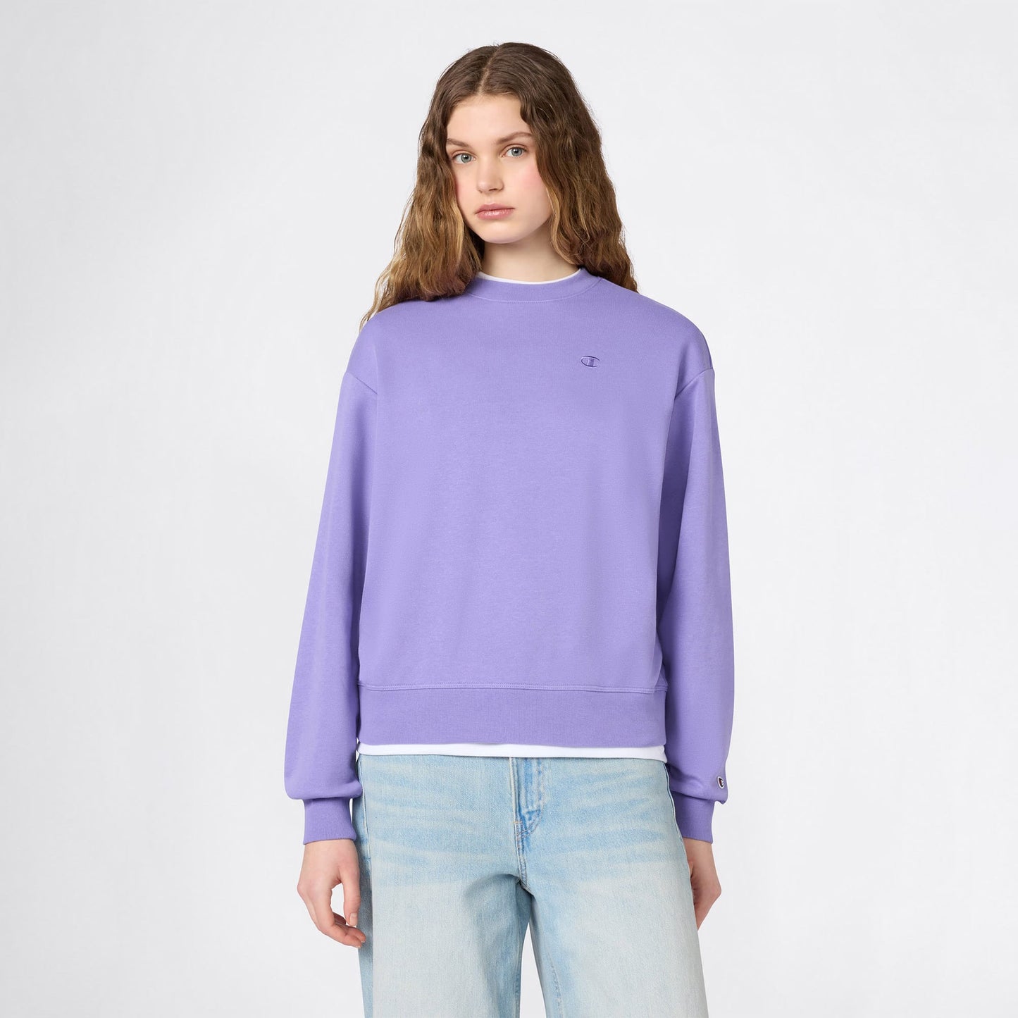 Champion Crewneck Regular Fit Kadın Mor Sweatshirt