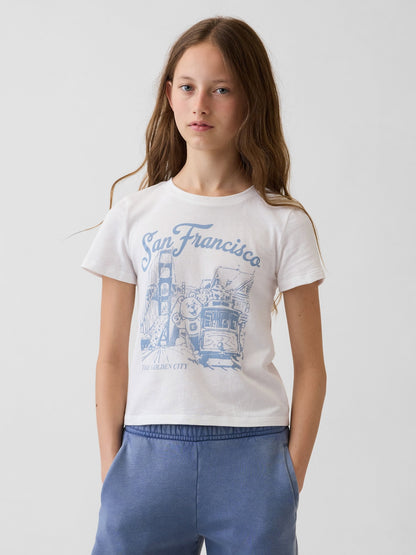 Beyaz Grafik Baskılı T-shirt
