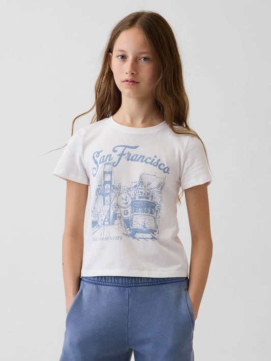 Beyaz Grafik Baskılı T-shirt