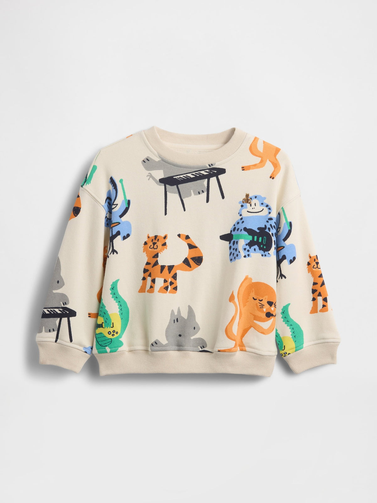 Krem Vintagesoft Fransız Havlu Terry Grafik Baskılı Sweatshirt