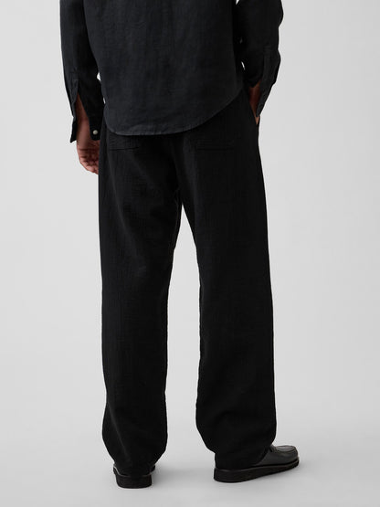 Siyah Easy Baggy Gauze Pantolon