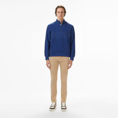 Lacoste Erkek Yarım Fermuarlı Renk Bloklu Lacivert Sweatshirt