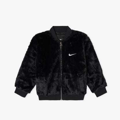 Nike Faux Fur Bomber Çocuk Siyah Mont