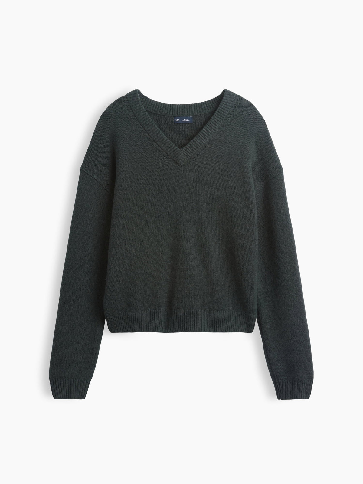 Koyu Yeşil Cashsoft Oversized V-yaka Kazak