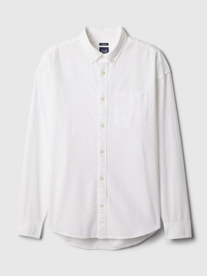 Beyaz Gap Logo Oversize Oxford Gömlek