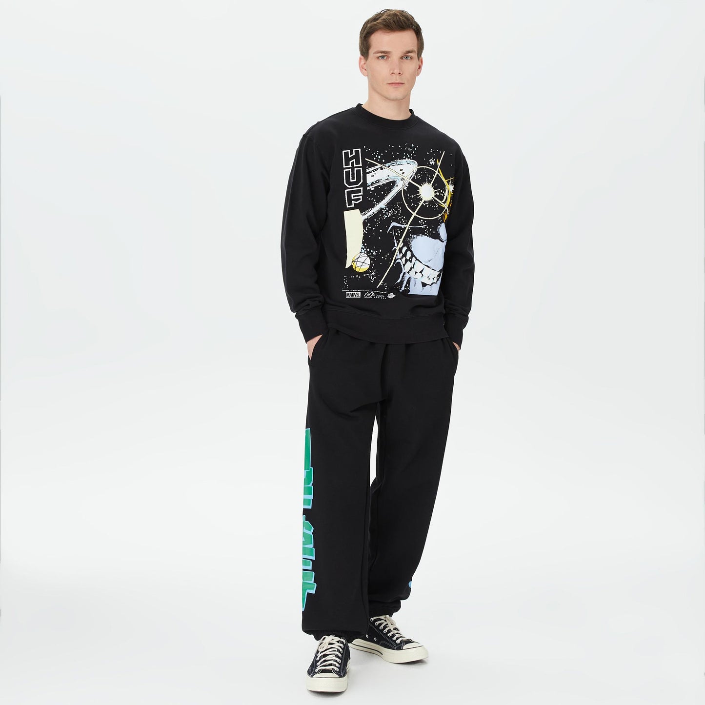 Huf Thanos Eye Washed Erkek Siyah Sweatshirt