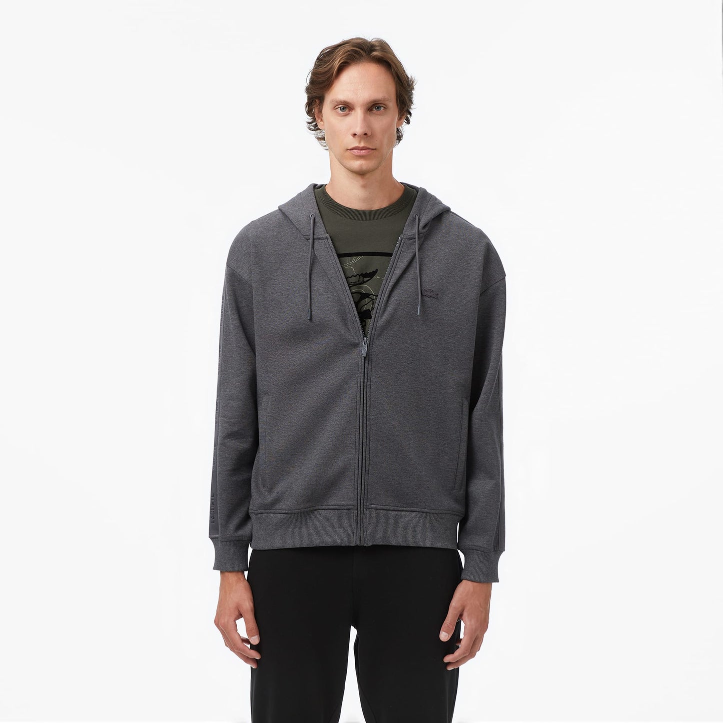 Lacoste Erkek Relaxed Fit Kapüşonlu Gri Sweatshirt