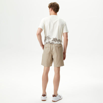 Nautica Erkek Bej Classic Fit Keten Bermuda