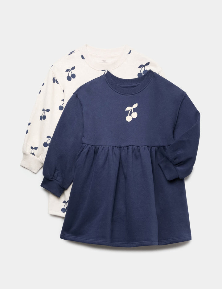 Kiraz Desenli 2'li Sweatshirt Elbise Seti