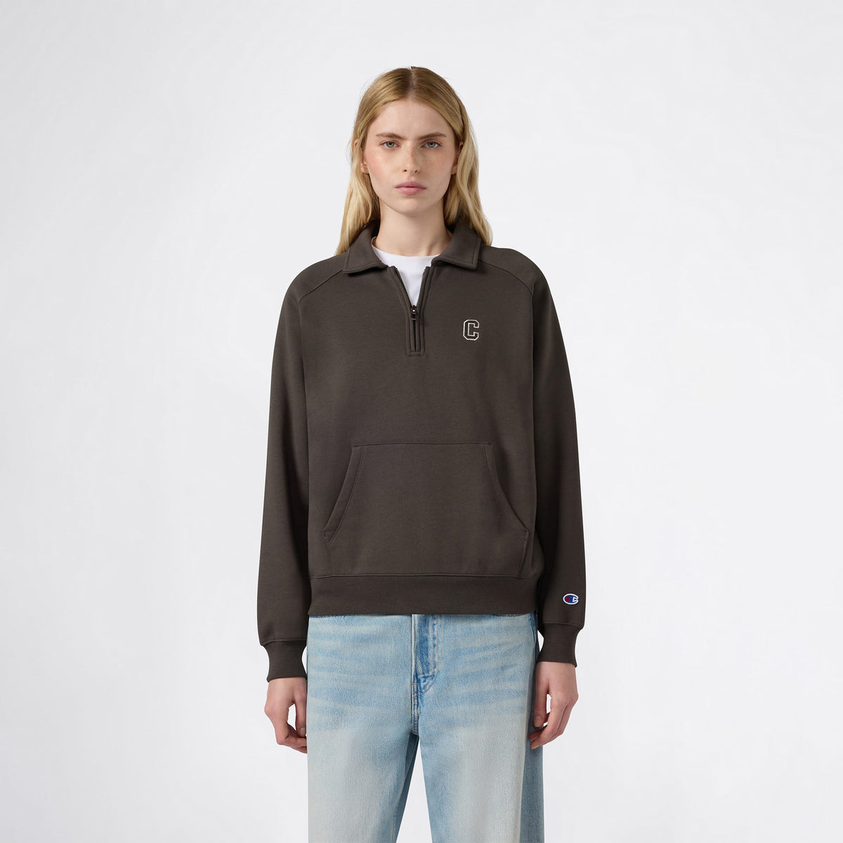Champion Half Zip Kadın Yeşil Sweatshirt