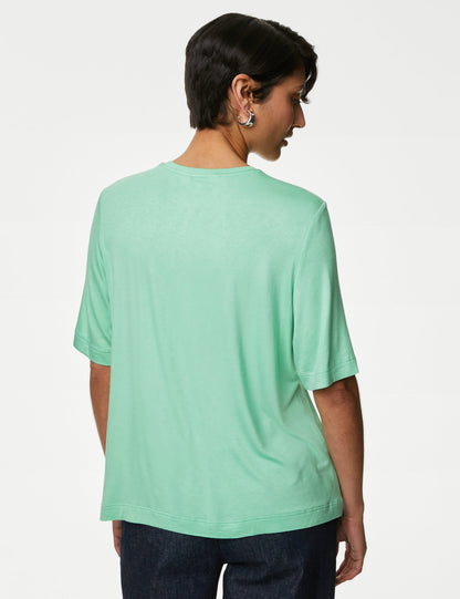 Relaxed Fit Kısa Kollu Örme T-shirt