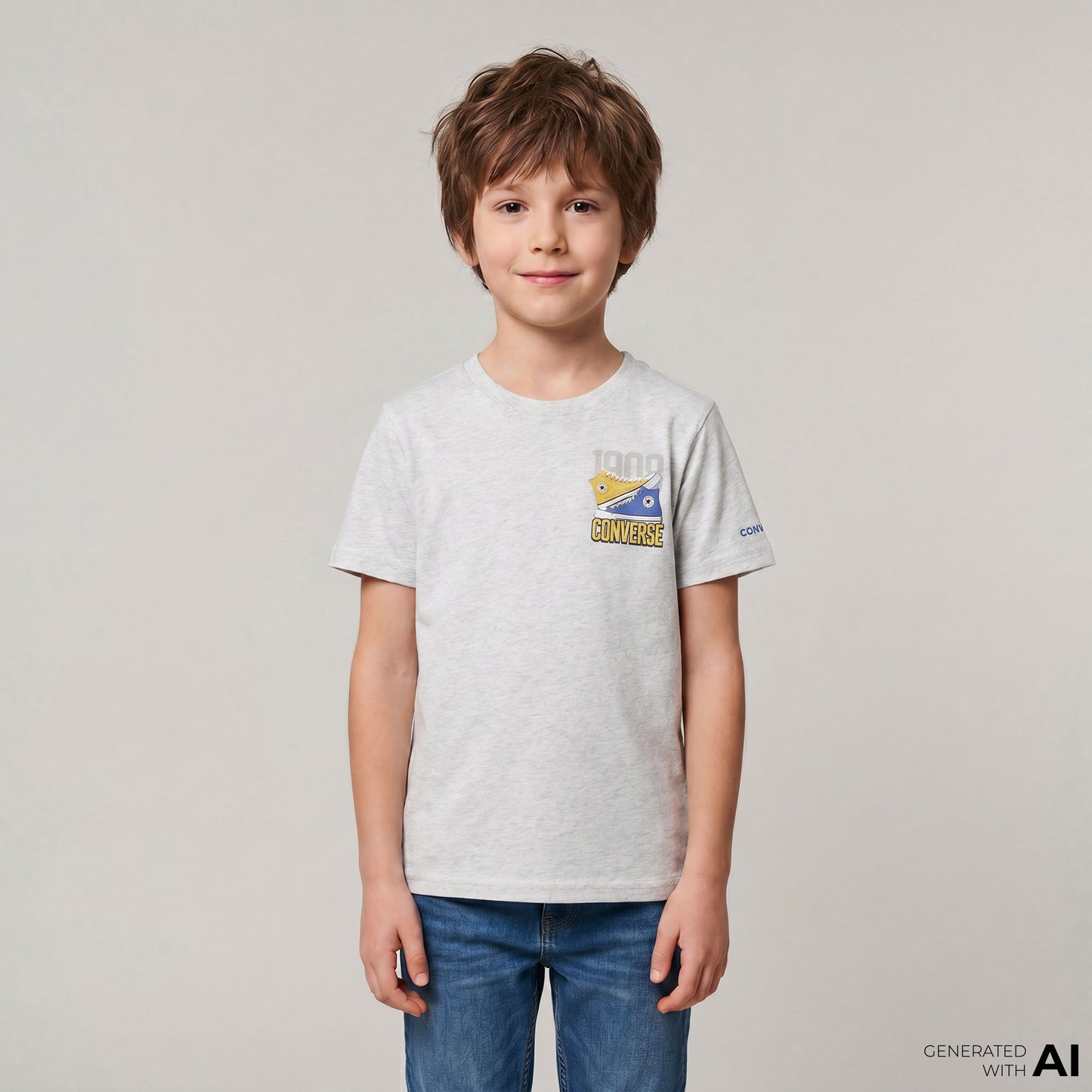 Converse Birch Heather Çocuk Gri T-shirt