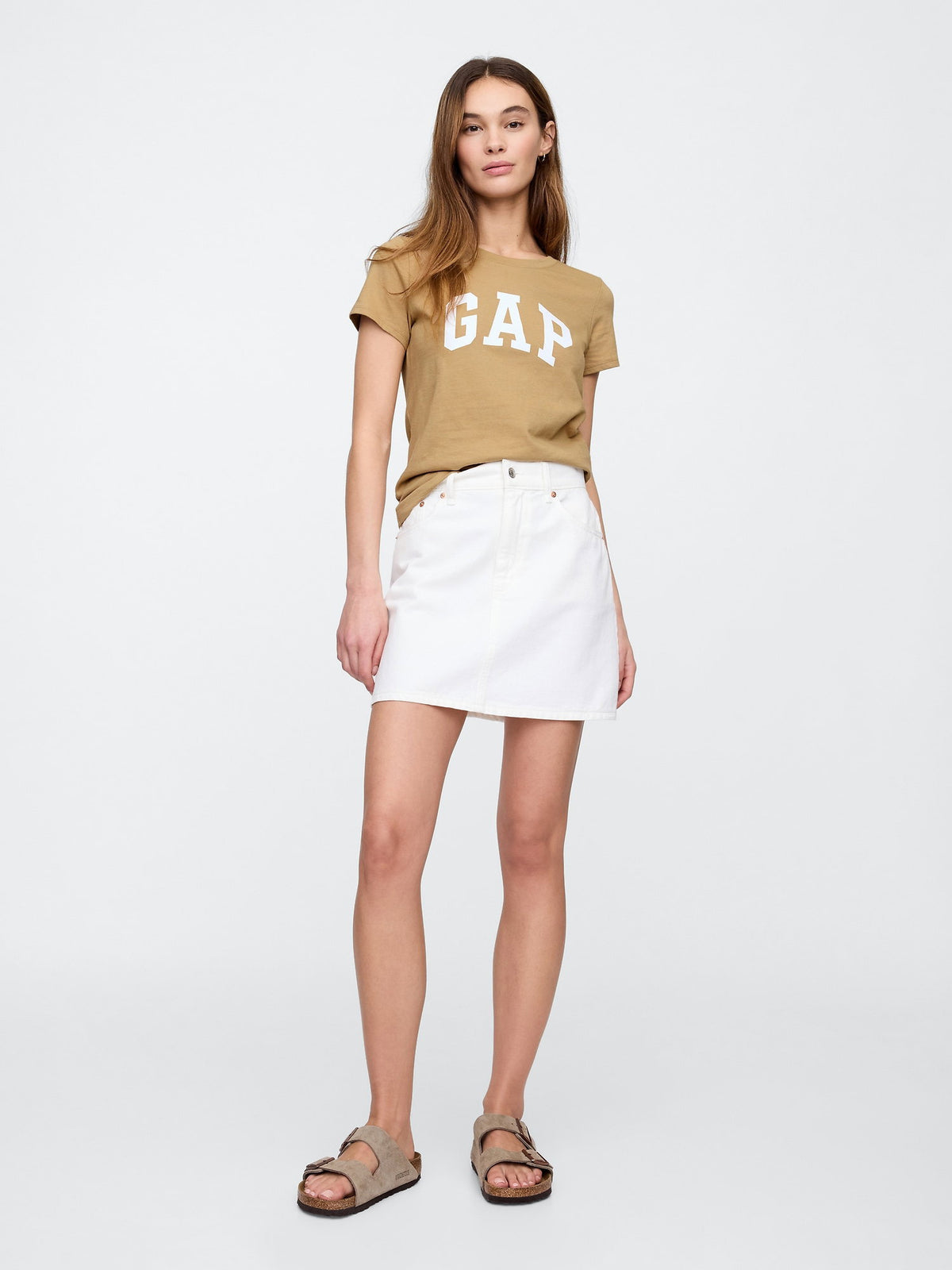 Koyu Bej 2'li Gap Logo Kısa Kollu T-shirt Seti