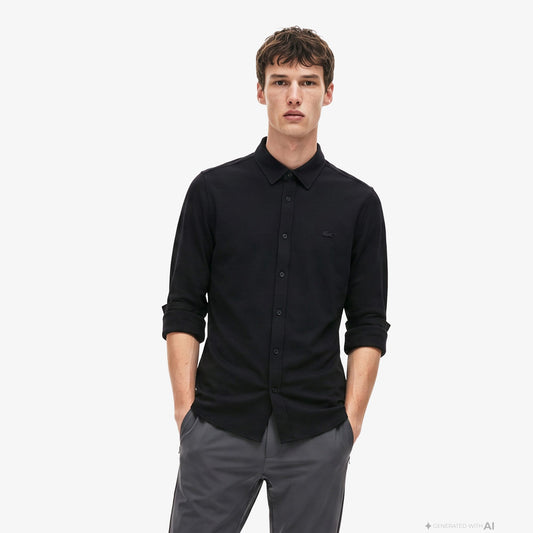 Lacoste Slim Fit Erkek Siyah Gömlek