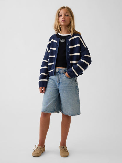 Lacivert %100 Pamuk Oversized Boxy Triko Hırka
