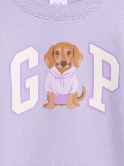Lila Bisiklet Yaka Grafik Baskılı Sweatshirt