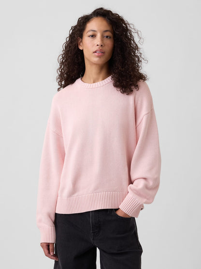 Pembe Relaxed Bisiklet Yaka Kazak