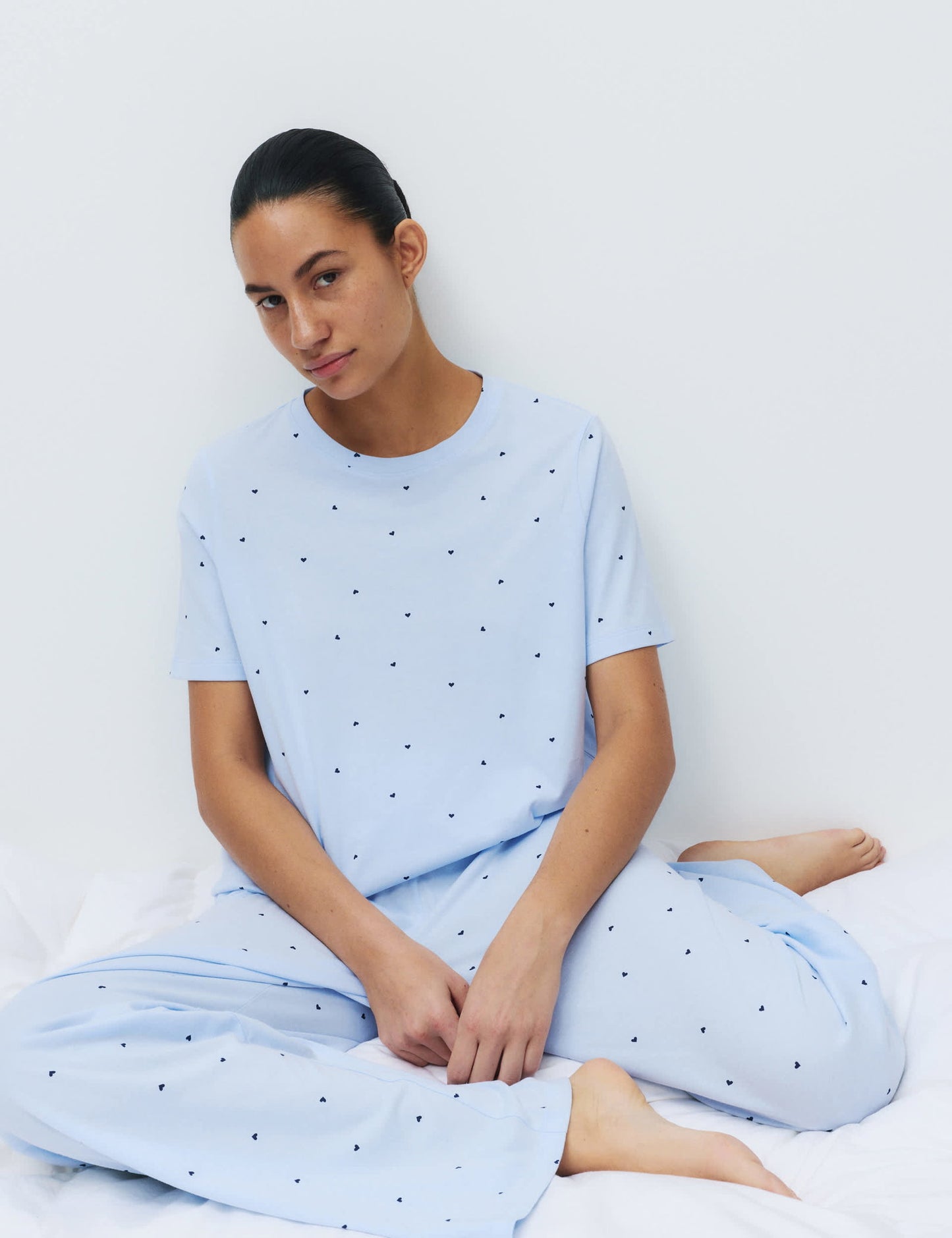 Saf Pamuklu Baskılı Pijama Takımı