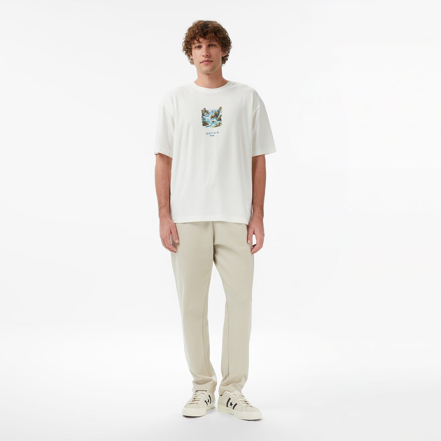 United4 Regular Fit Erkek Bej T-shirt