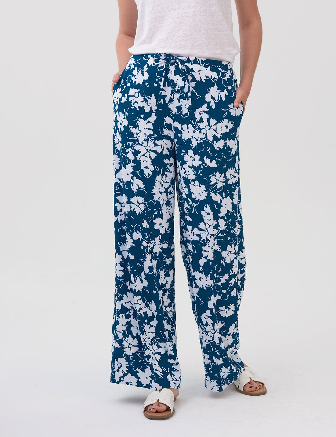 Çiçek Desenli Wide Leg Pantolon