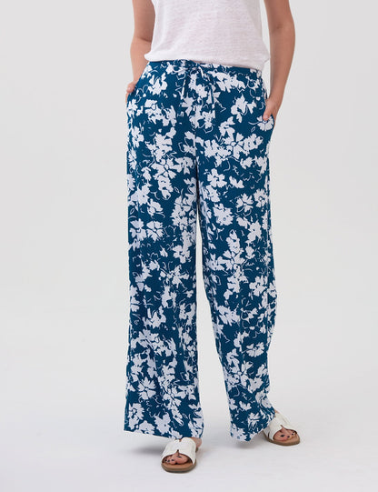 Çiçek Desenli Wide Leg Pantolon