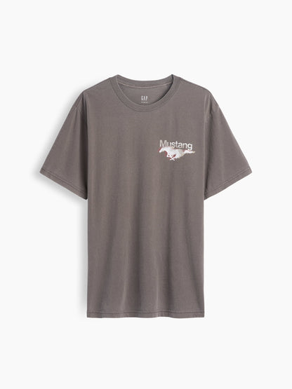 Gri Ford Mustang Heavyweight Crop Grafik T-shirt