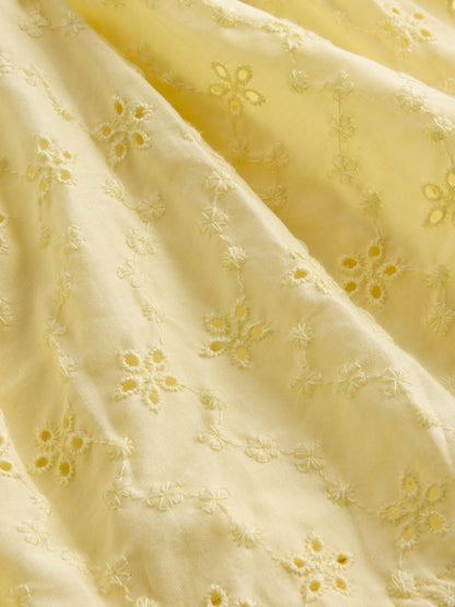 Sarı Eyelet Katlanabilir Bel Detaylı Şort Etek