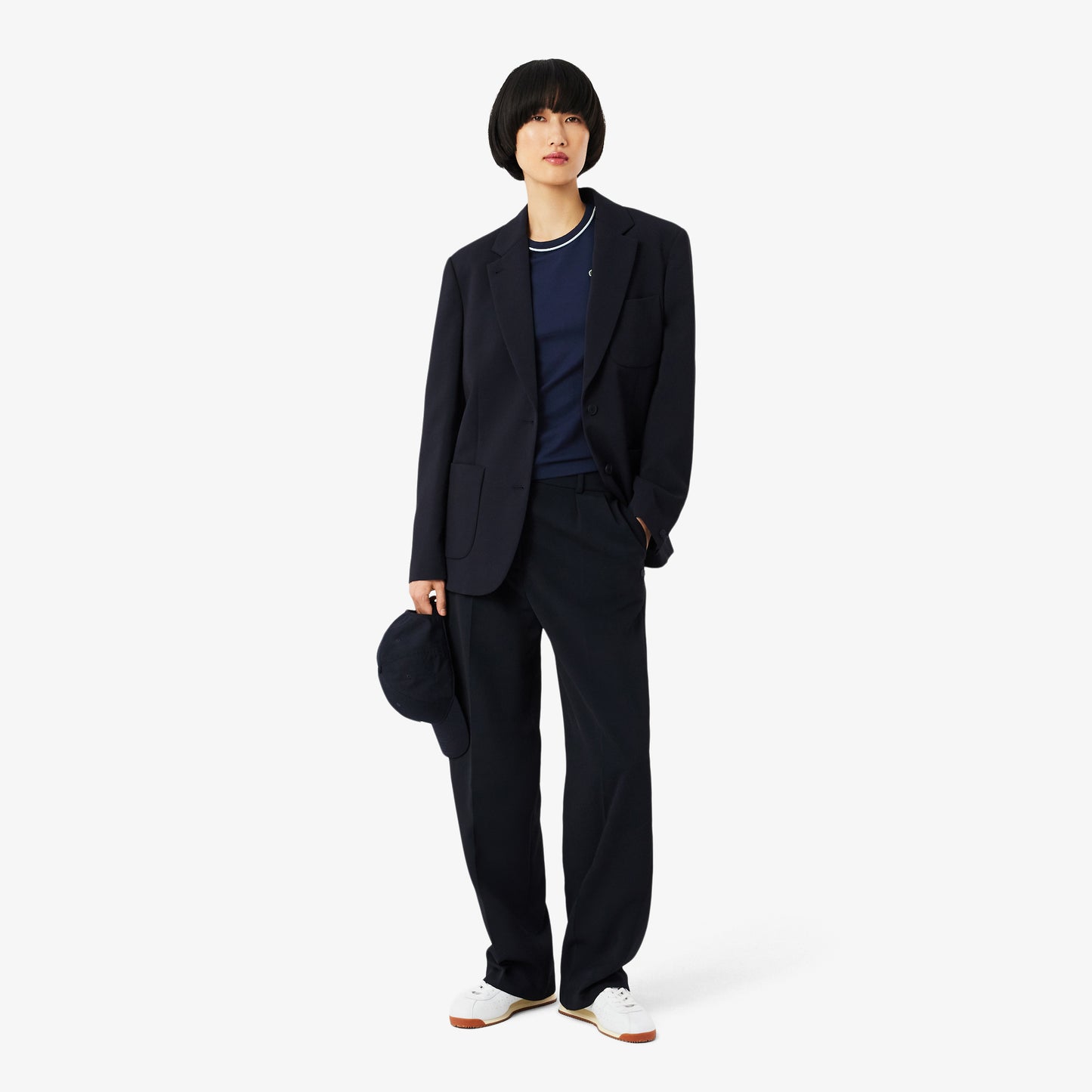 Lacoste Kadın Slim Fit Bisiklet Yaka Lacivert T-shirt