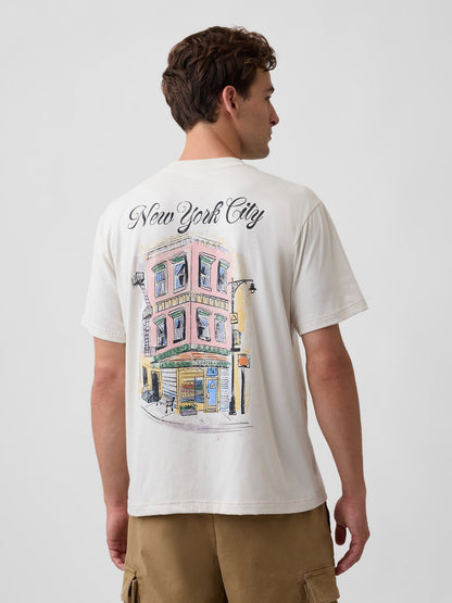 Kırık Beyaz Everyday Soft Relaxed Grafik Baskılı T-shirt
