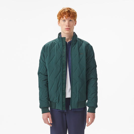 Lacoste Erkek Dik Yaka Kapitone Koyu Yeşil Mont