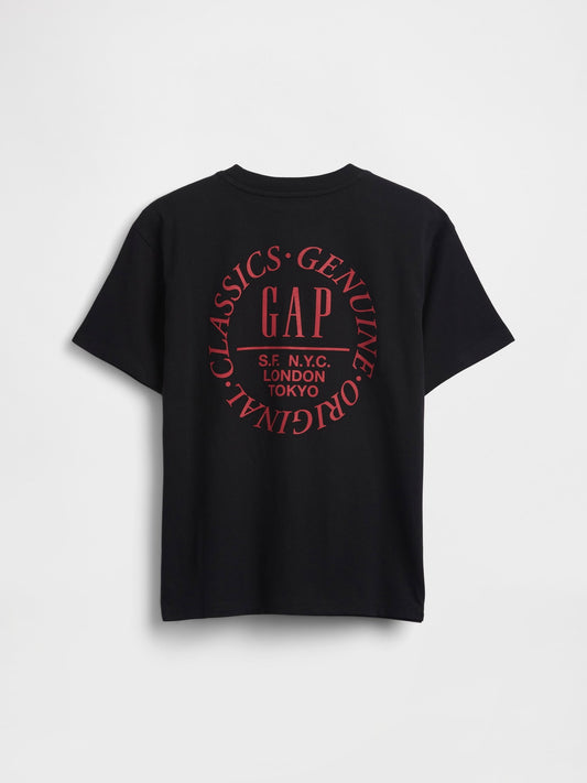 Siyah Relaxed Grafik Logo T-shirt