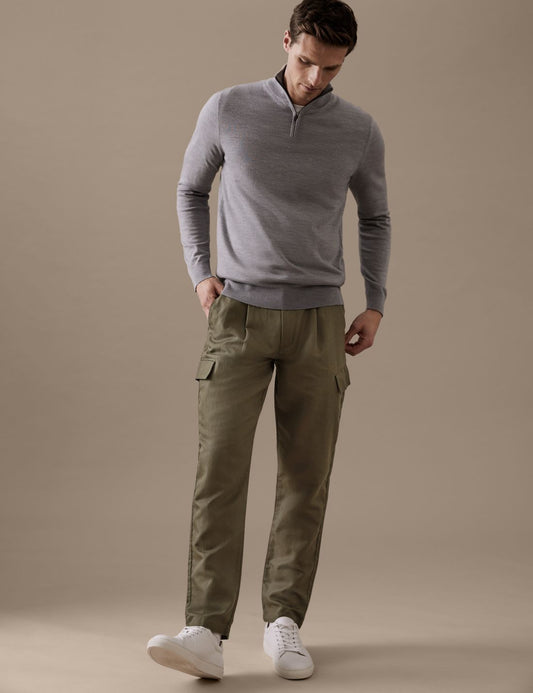 Regular Fit Keten Kargo Pantolon