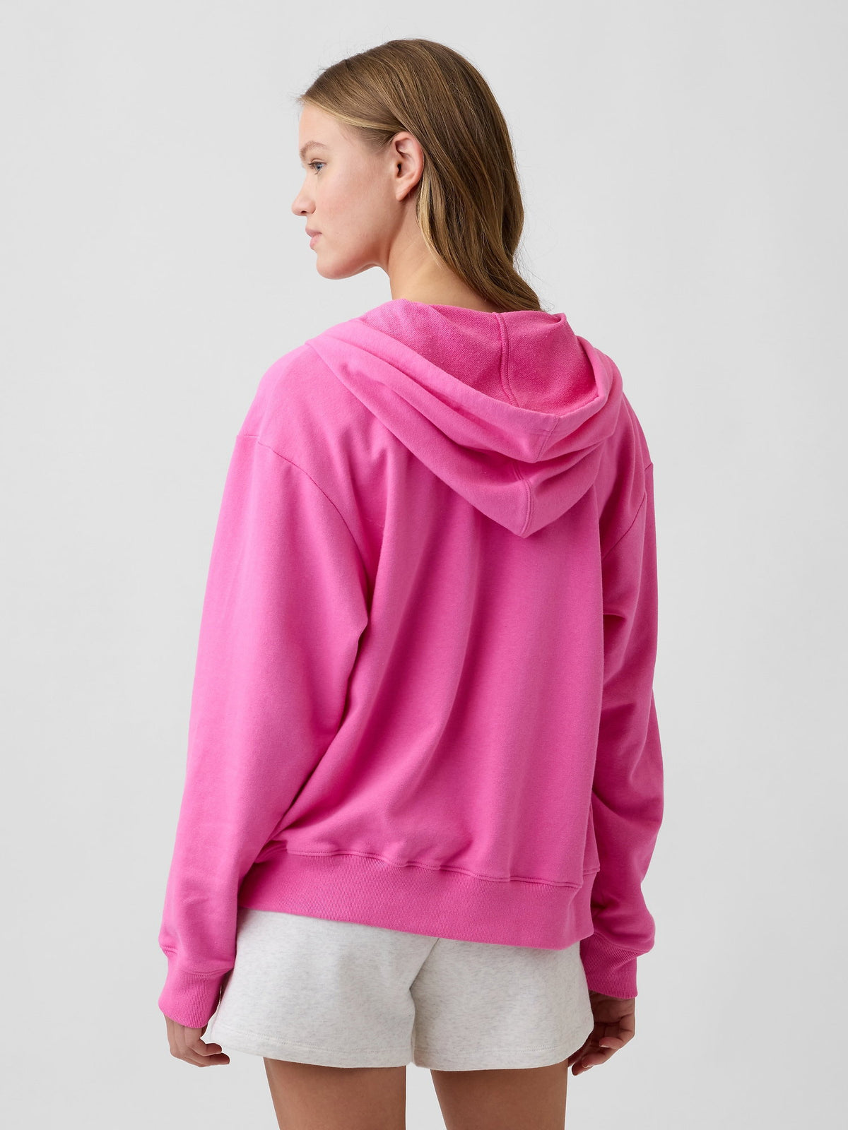 Pembe Gap Logo Fermuarlı Fransız Havlu Kumaş Sweatshirt