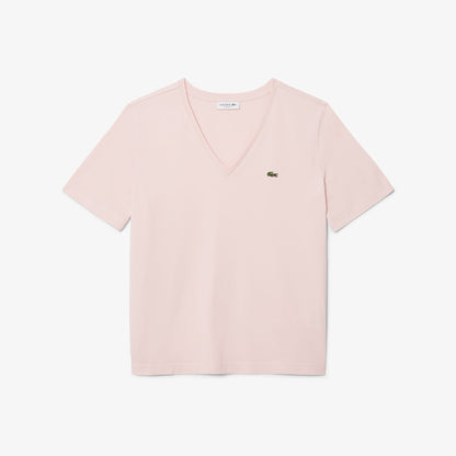 Lacoste Kadın Relaxed Fit V Yaka Pembe T-shirt