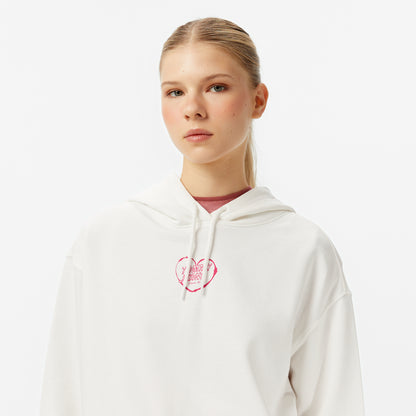 Tommy Jeans Crop Heart Slim Kadın Beyaz Sweatshirt