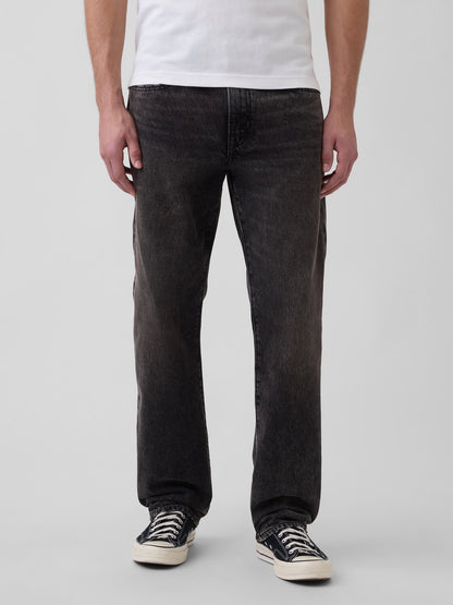 Siyah Relaxed Straight Jean Pantolon