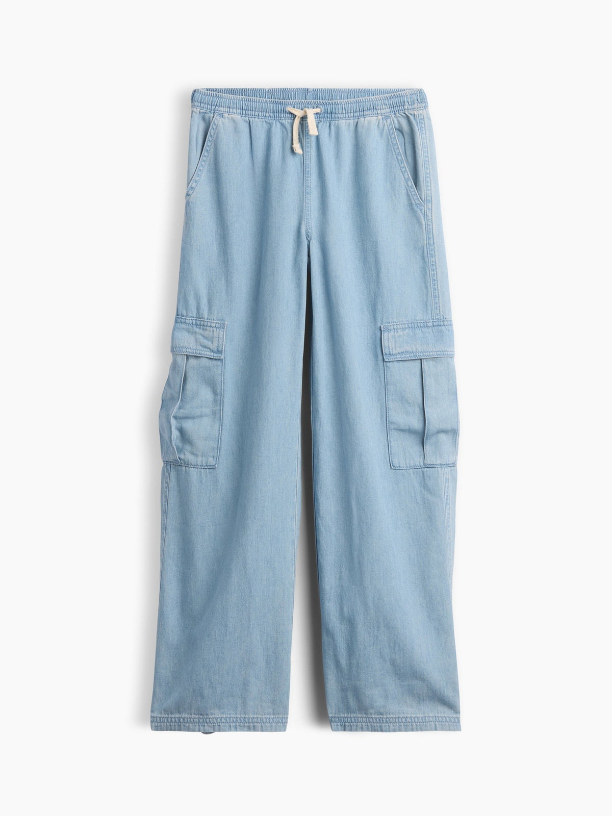 Açık Mavi Relaxed Pull-on Kargo Pantolon