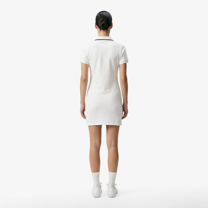 Lacoste Kadın Classic Fit Kısa Kollu Polo Yaka Beyaz Elbise